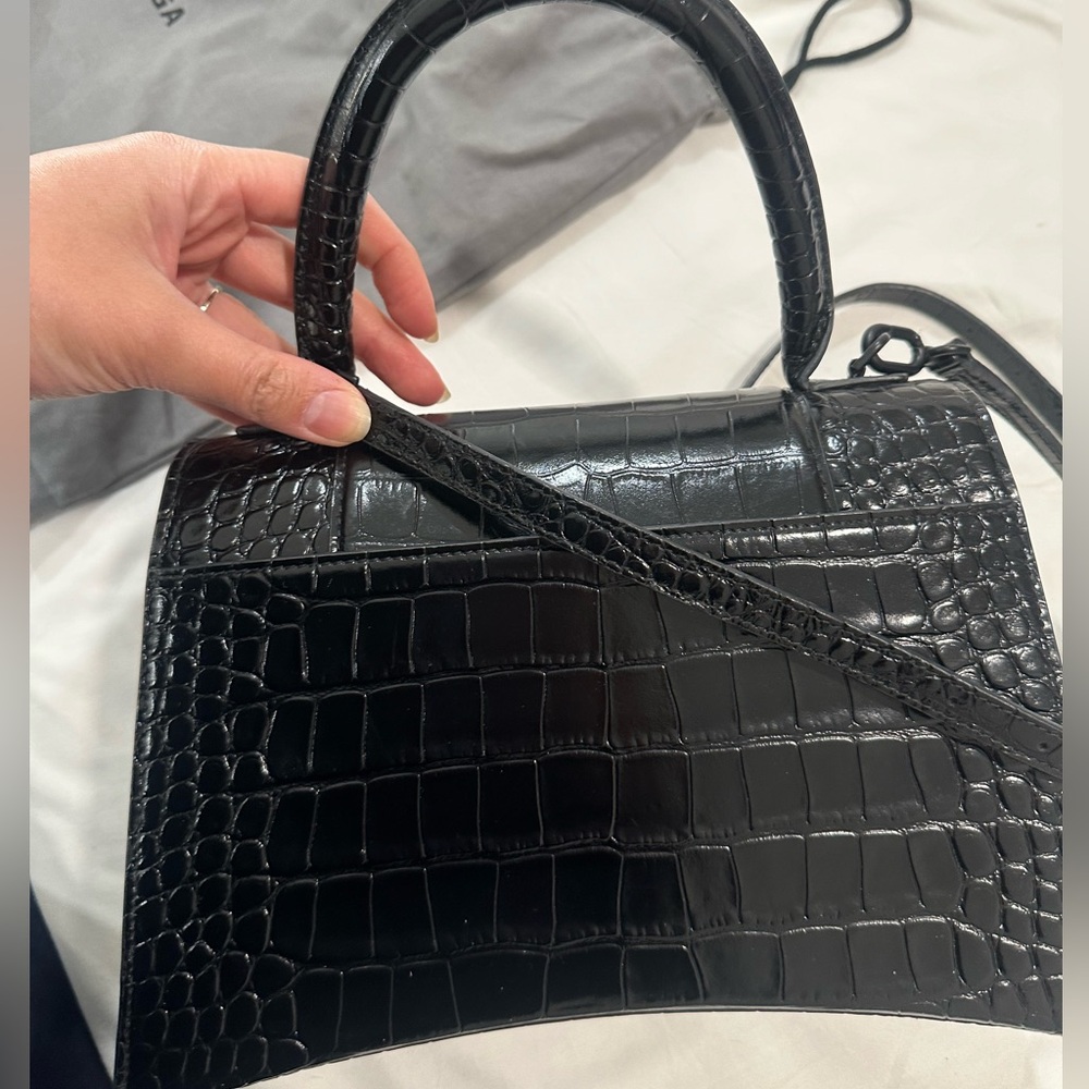 Balenciaga Medium Hourglass Bag - Black Croc - Picture 3 of 5